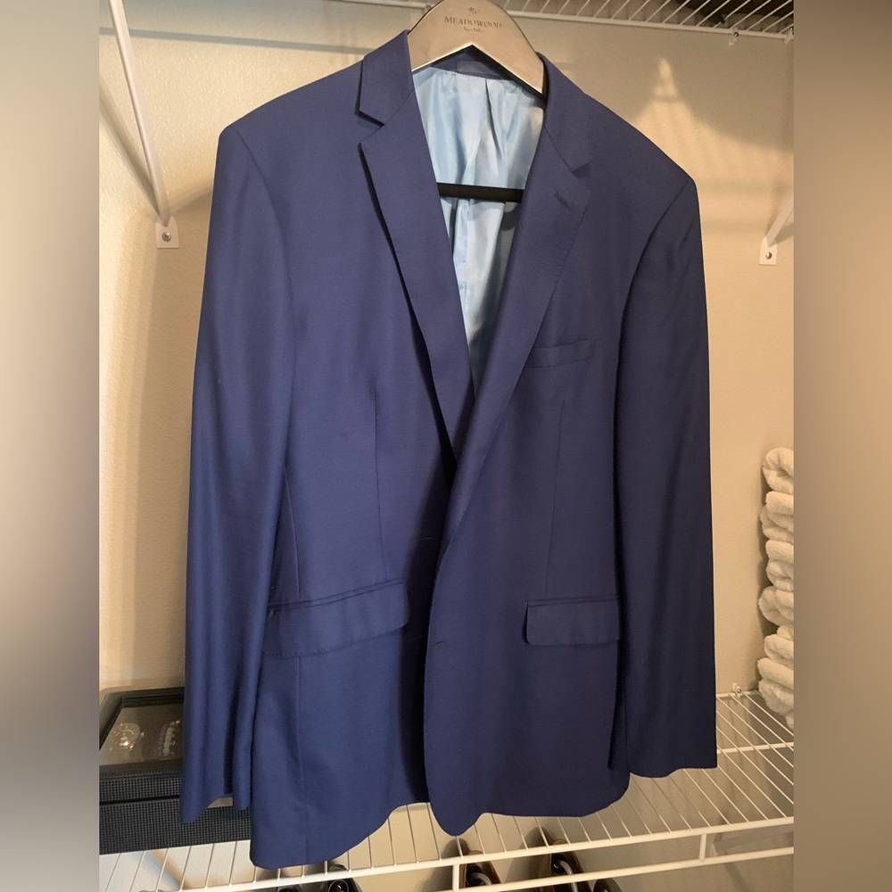 James Campbell Mens Blue Two Button Notch Lapel Wool Blazer Size 44R